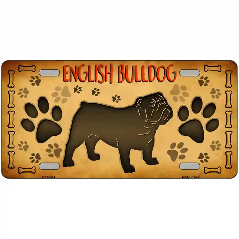 English Bulldog Novelty Metal License Plate 24" x 12" (LLP)