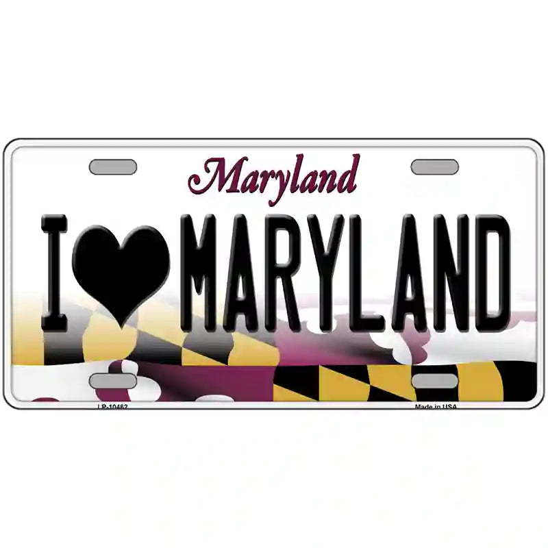 I Love Maryland Metal Novelty License Plate 24" x 12" (LLP)