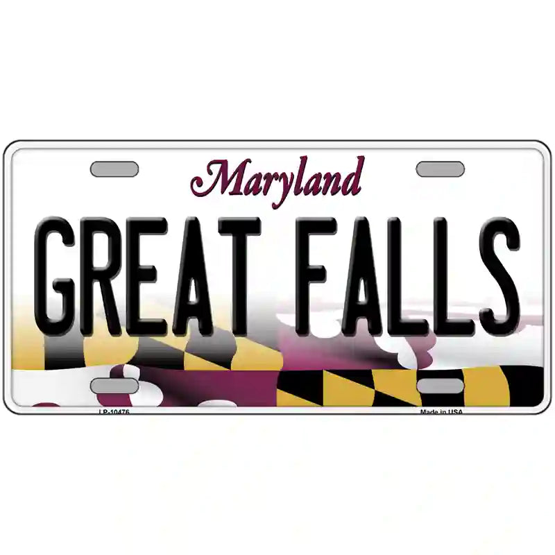 Great Falls Maryland Metal Novelty License Plate 24" x 12" (LLP)