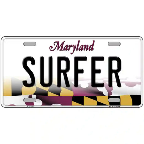 Surfer Maryland Metal Novelty License Plate 24" x 12" (LLP)