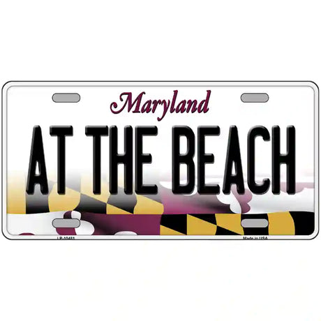 At The Beach Maryland Metal Novelty License Plate 24" x 12" (LLP)