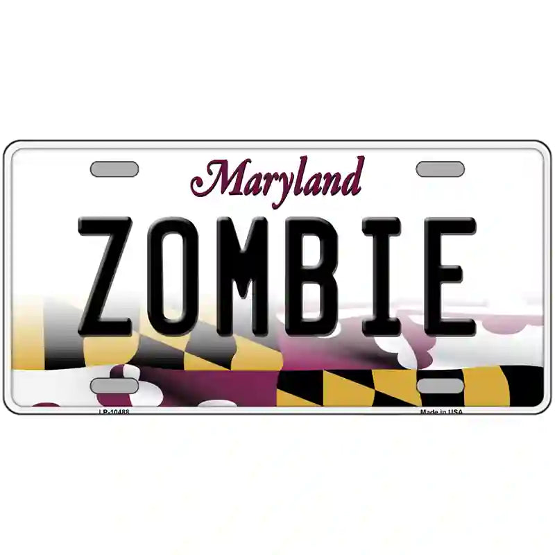 Zombie Maryland Metal Novelty License Plate 24" x 12" (LLP)