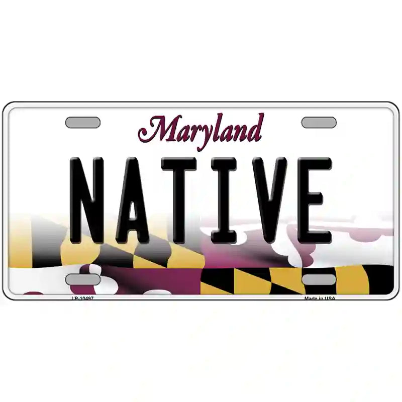 Native Maryland Metal Novelty License Plate 24" x 12" (LLP)