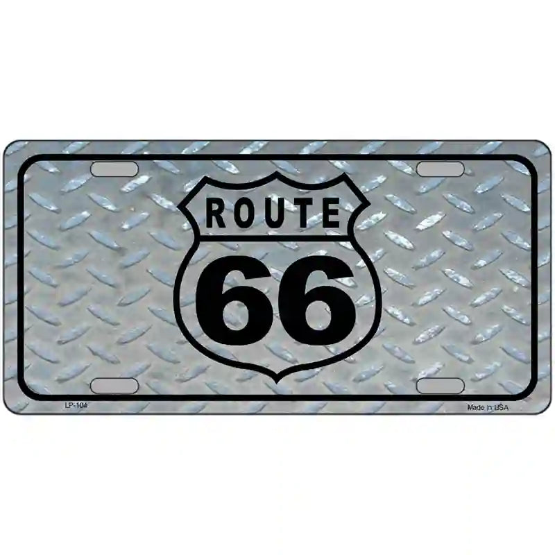 Route 66 Shield Diamond Metal License Plate 24" x 12" (LLP)