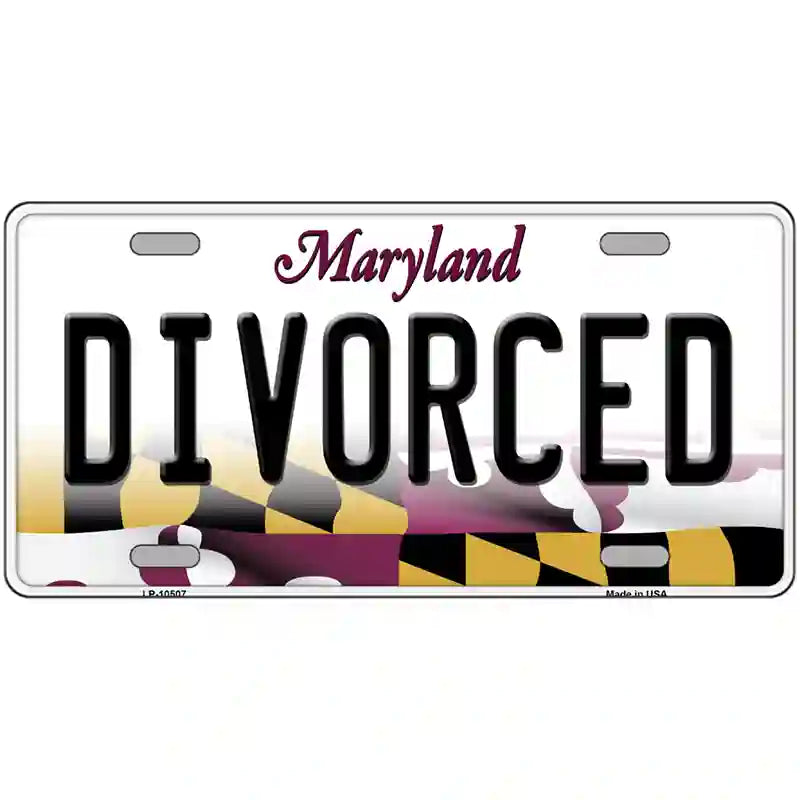 Divorced Maryland Metal Novelty License Plate 24" x 12" (LLP)