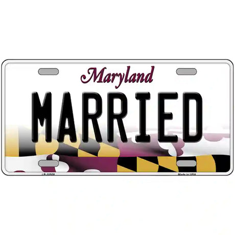 Married Maryland Metal Novelty License Plate 24" x 12" (LLP)