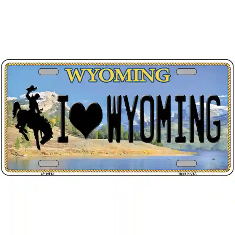 I Love Wyoming Metal Novelty License Plate 24" x 12" (LLP)