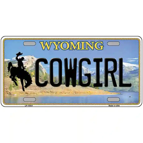 Cowgirl Wyoming Metal Novelty License Plate 24" x 12" (LLP)