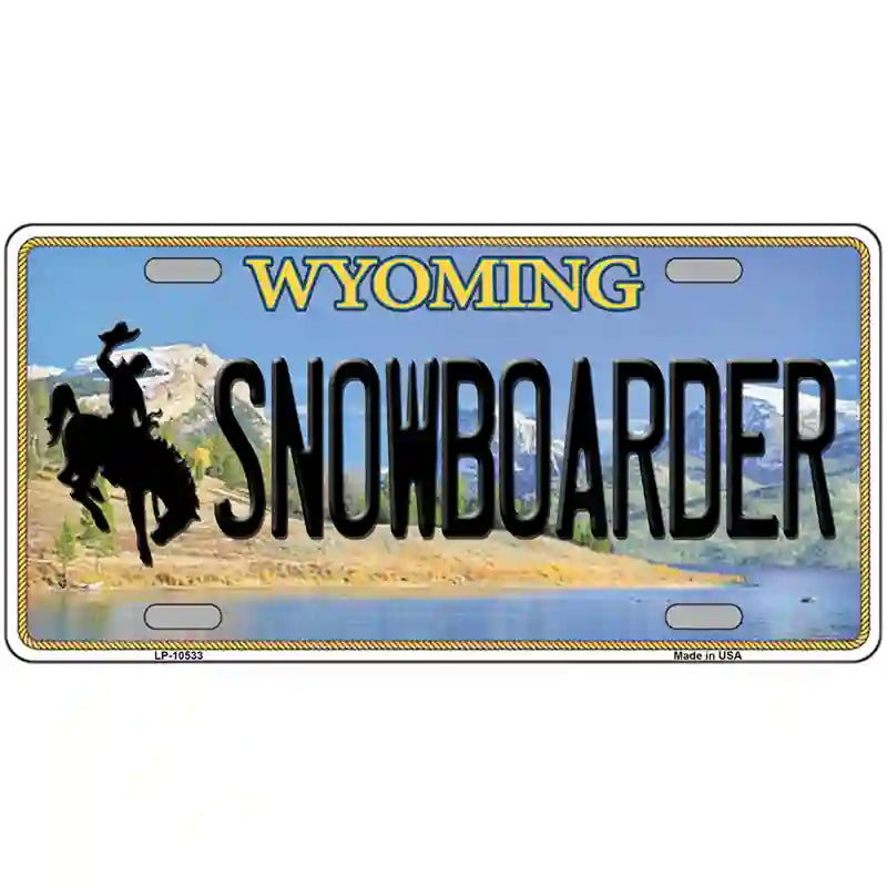 Snowboarder Wyoming Metal Novelty License Plate 24" x 12" (LLP)