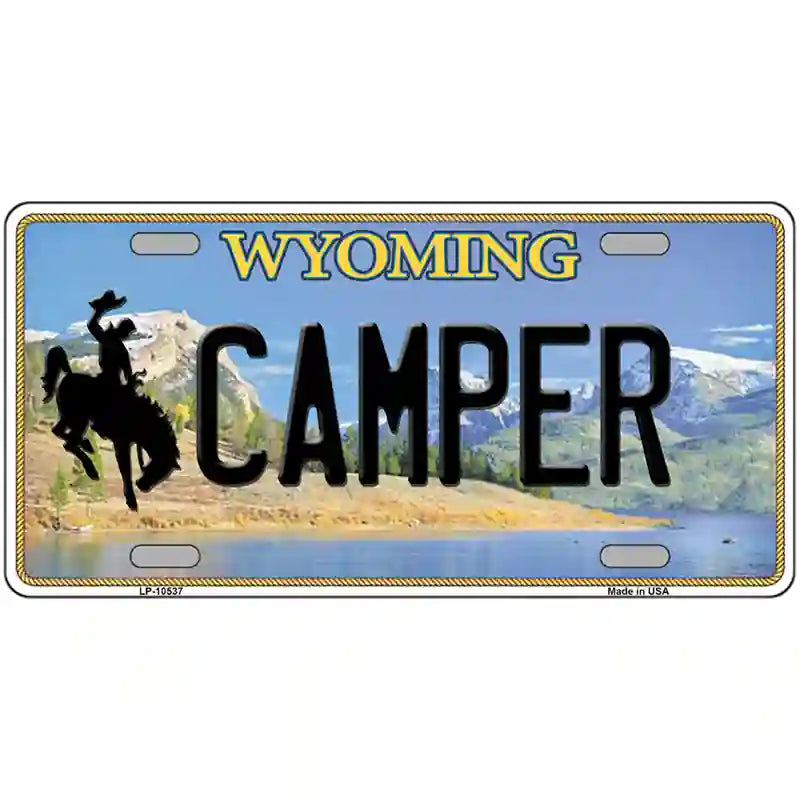 Camper Wyoming Metal Novelty License Plate 24" x 12" (LLP)