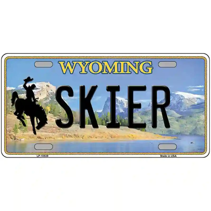 Skier Wyoming Metal Novelty License Plate 24" x 12" (LLP)