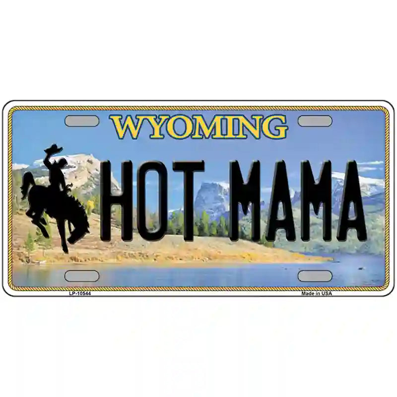 Hot Mama Wyoming Metal Novelty License Plate 24" x 12" (LLP)