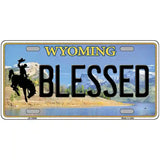 Blessed Wyoming Metal Novelty License Plate 24" x 12" (LLP)