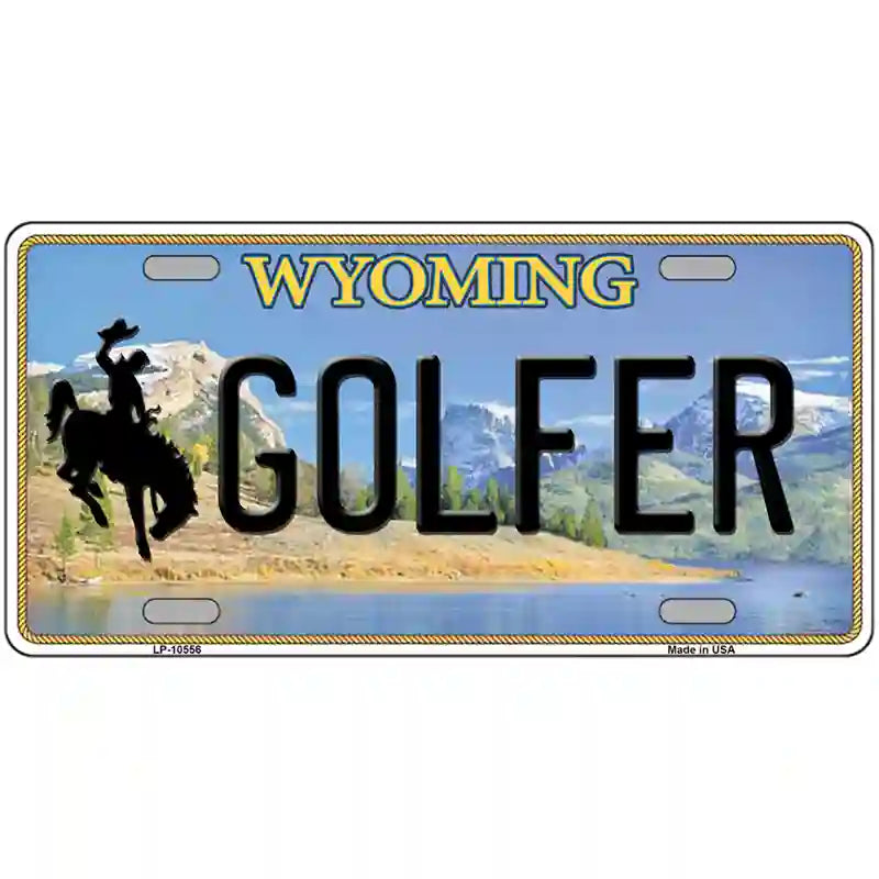 Golfer Wyoming Metal Novelty License Plate 24" x 12" (LLP)