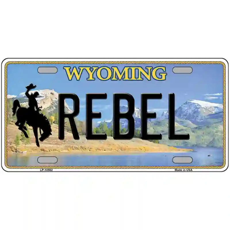 Rebel Wyoming Metal Novelty License Plate 24" x 12" (LLP)