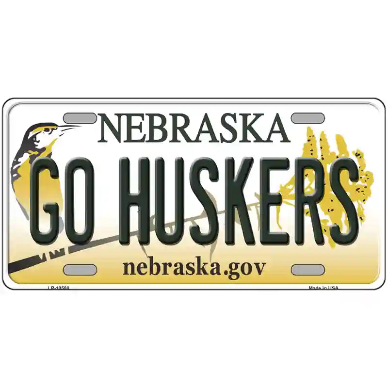 Go Huskers Nebraska Metal Novelty License Plate 24" x 12" (LLP)