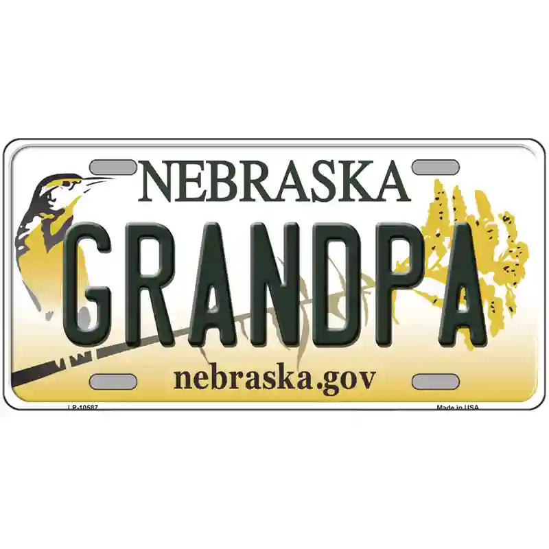 Grandpa Nebraska Metal Novelty License Plate 24" x 12" (LLP)