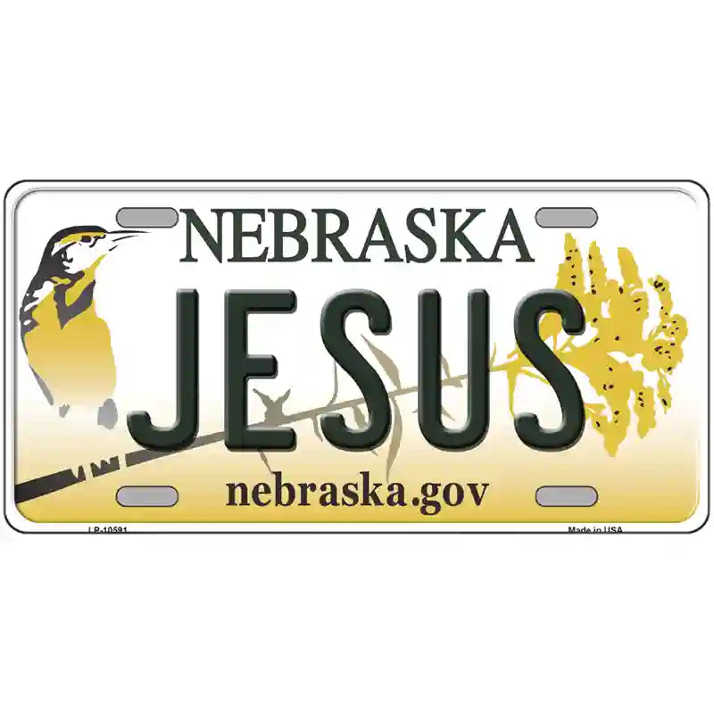 Jesus Nebraska Metal Novelty License Plate 24" x 12" (LLP)