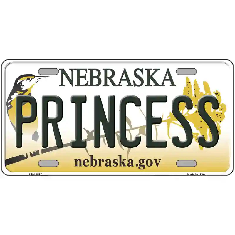 Princess Nebraska Metal Novelty License Plate 24" x 12" (LLP)