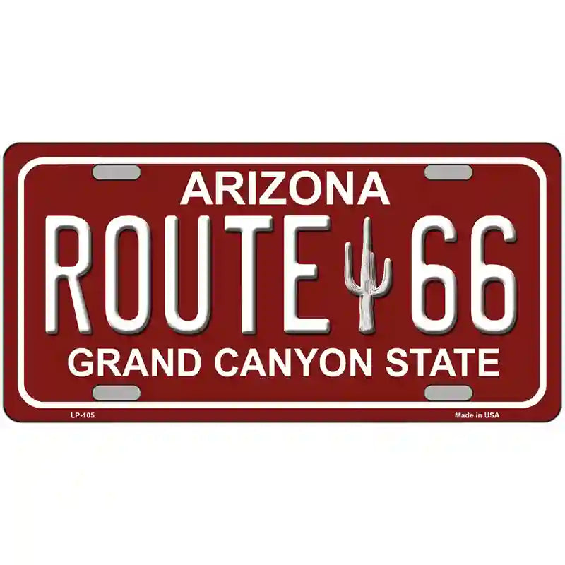 Route 66 Arizona Red Novelty Metal License Plate 24" x 12" (LLP)