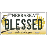 Blessed Nebraska Metal Novelty License Plate 24" x 12" (LLP)