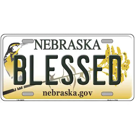 Blessed Nebraska Metal Novelty License Plate 24" x 12" (LLP)