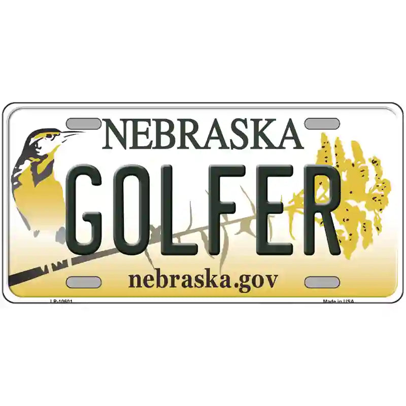 Golfer Nebraska Metal Novelty License Plate 24" x 12" (LLP)