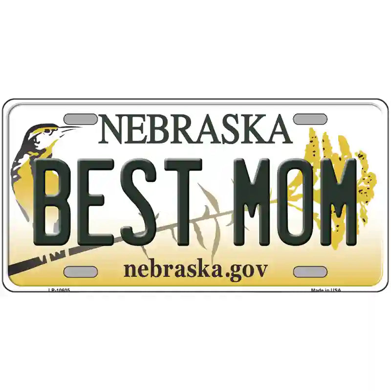 Best Mom Nebraska Metal Novelty License Plate 24" x 12" (LLP)