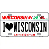 I Love Wisconsin Metal Novelty License Plate 24" x 12" (LLP)