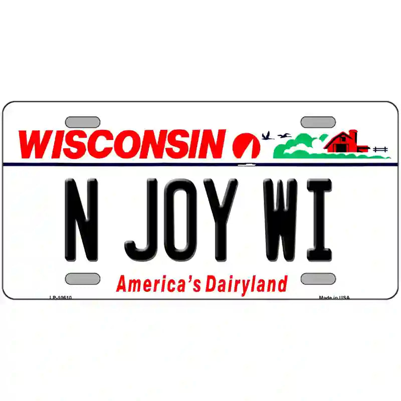 N Joy WI Wisconsin Metal Novelty License Plate 24" x 12" (LLP)