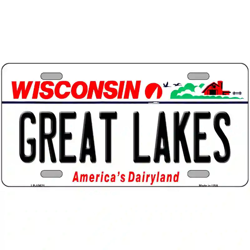 Great Lakes Wisconsin Metal Novelty License Plate 24" x 12" (LLP)