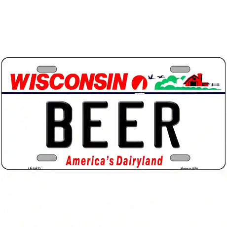 Beer Wisconsin Metal Novelty License Plate 24" x 12" (LLP)