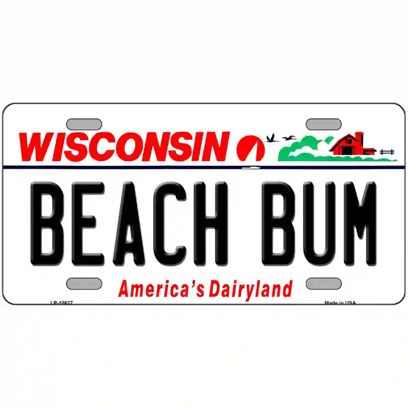 Beach Bum Wisconsin Metal Novelty License Plate 24" x 12" (LLP)