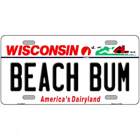 Beach Bum Wisconsin Metal Novelty License Plate 24" x 12" (LLP)