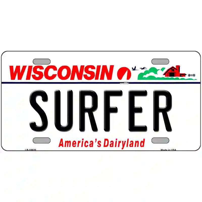 Surfer Wisconsin Metal Novelty License Plate 24" x 12" (LLP)