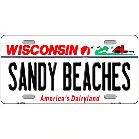 Sandy Beaches Wisconsin Metal Novelty License Plate 24" x 12" (LLP)