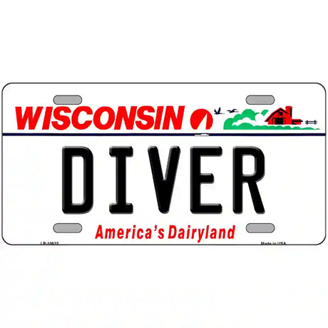 Diver Wisconsin Metal Novelty License Plate 24" x 12" (LLP)