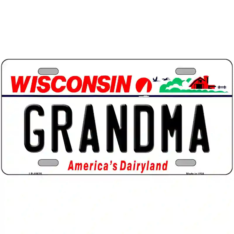 Grandma Wisconsin Metal Novelty License Plate 24" x 12" (LLP)