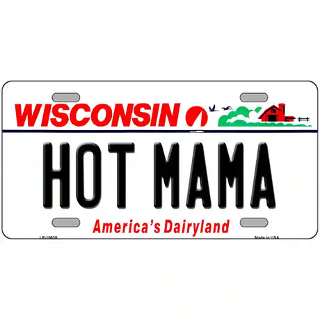 Hot Mama Wisconsin Metal Novelty License Plate 24" x 12" (LLP)