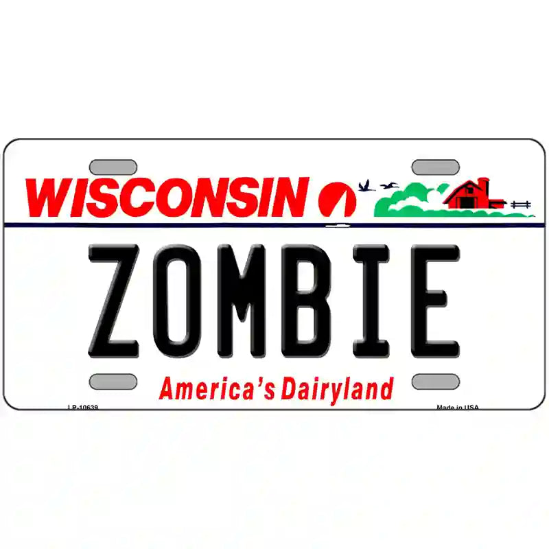 Zombie Wisconsin Metal Novelty License Plate 24" x 12" (LLP)