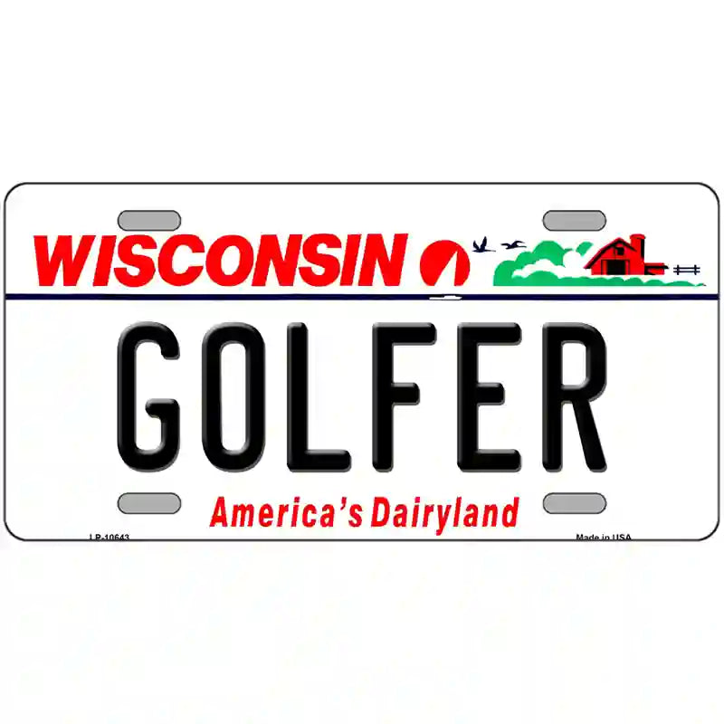 Golfer Wisconsin Metal Novelty License Plate 24" x 12" (LLP)