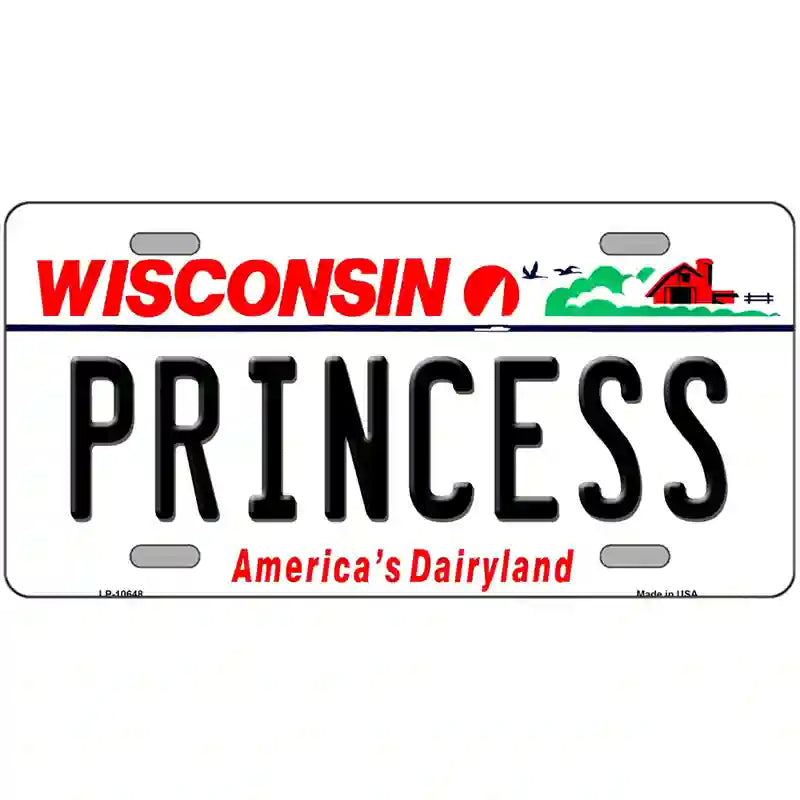 Princess Wisconsin Metal Novelty License Plate 24" x 12" (LLP)