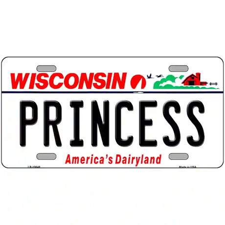 Princess Wisconsin Metal Novelty License Plate 24" x 12" (LLP)