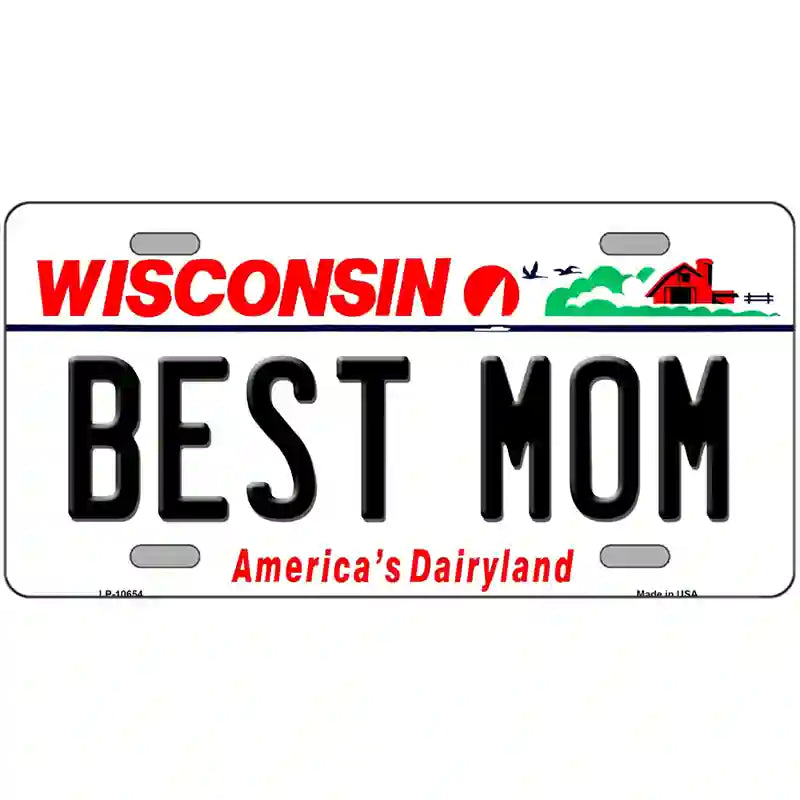 Best Mom Wisconsin Metal Novelty License Plate 24" x 12" (LLP)