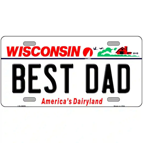 Best Dad Wisconsin Metal Novelty License Plate 24" x 12" (LLP)