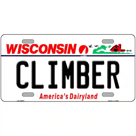 Climber Wisconsin Metal Novelty License Plate 24" x 12" (LLP)