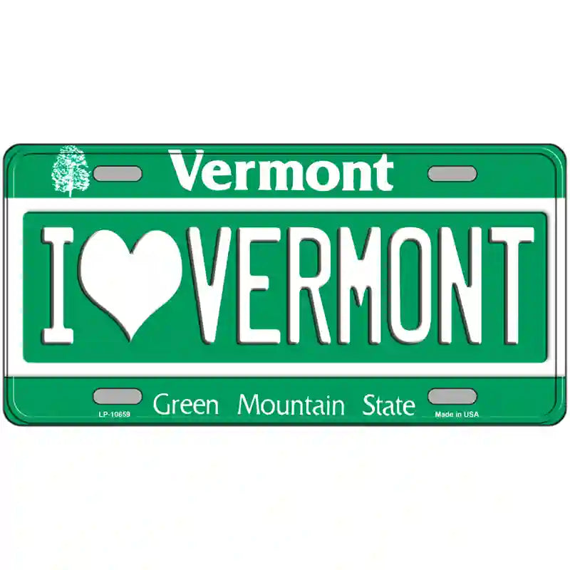 I Love Vermont Metal Novelty License Plate 24" x 12" (LLP)