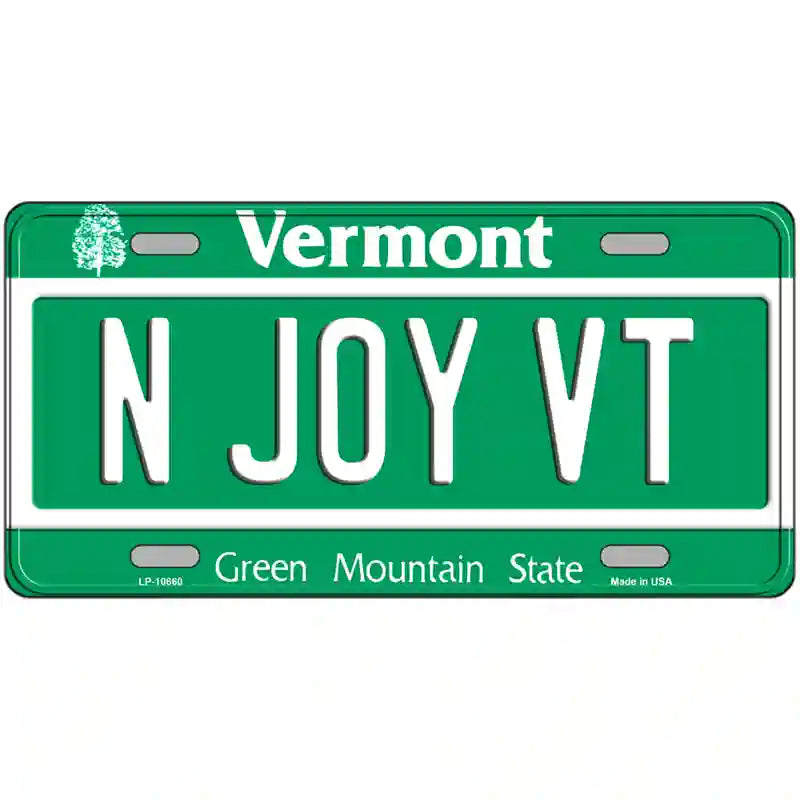 N Joy VT Vermont Metal Novelty License Plate 24" x 12" (LLP)