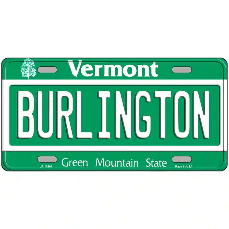 Burlington Vermont Metal Novelty License Plate 24" x 12" (LLP)