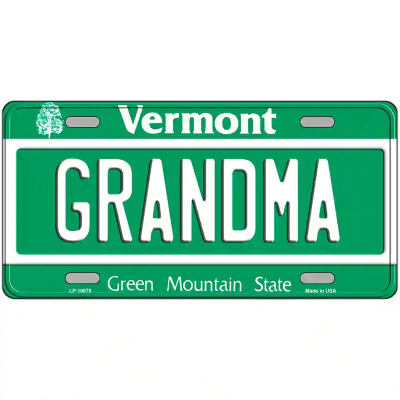 Grandma Vermont Metal Novelty License Plate 24" x 12" (LLP)